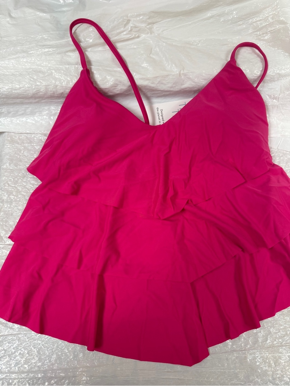 Time and Tru Fuchsia Ruffle Swim Women’s Swim Top Sz S swimsuit top